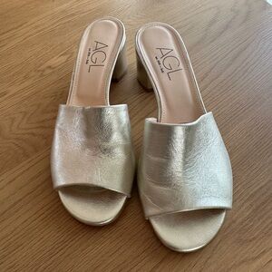 AGL Metallic Leather Mules